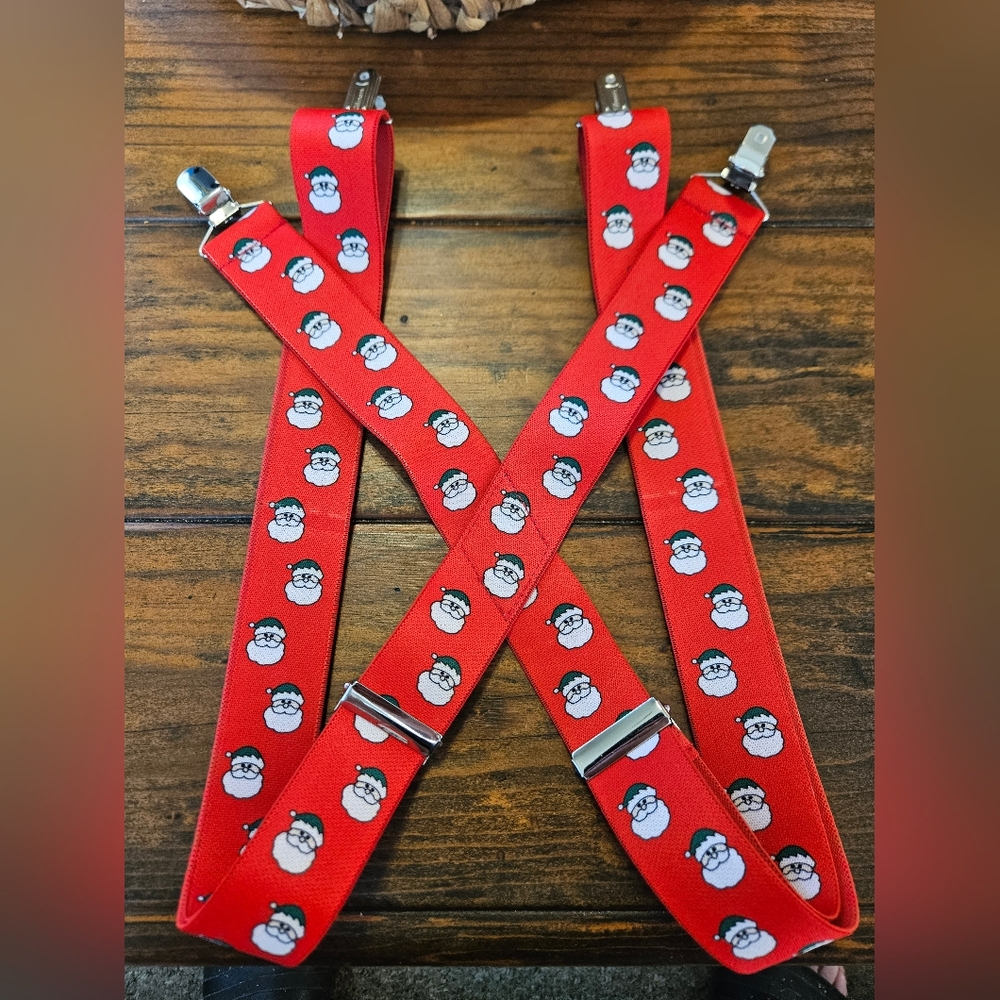 Santa Claus Red Men's Clip On Suspenders